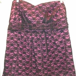 Pink and black halter top